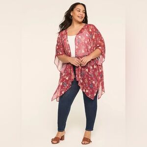 Plus Size Floral Kimono Overpiece/Cardigan NWOT